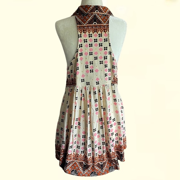 Free People Charlotte Tunic Tank Blouse Size Small Boho Racerback Collar V-Neck - Picture 3 of 13